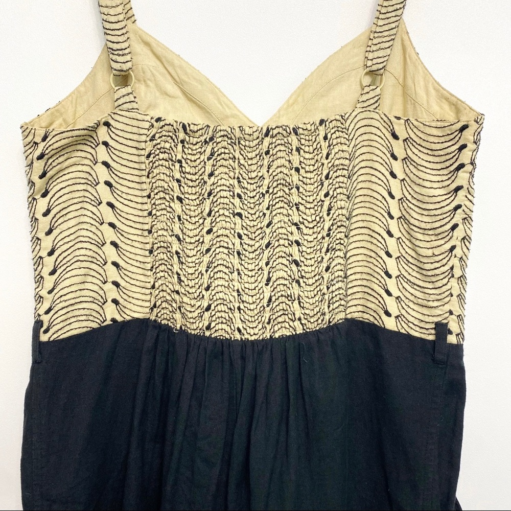 anthro | lilka banana bunch embroidered romper linen smocked s - Picture 10 of 13
